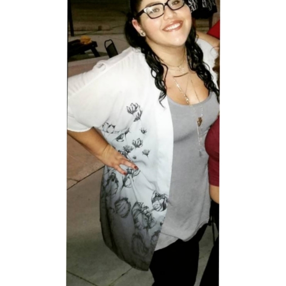 H&M Ombre Watercolor Floral Shawl Kimono Jacket - Picture 2 of 16